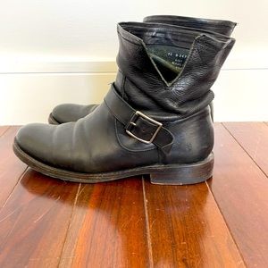 Frye Mid-Calf Moto Buckle Boots